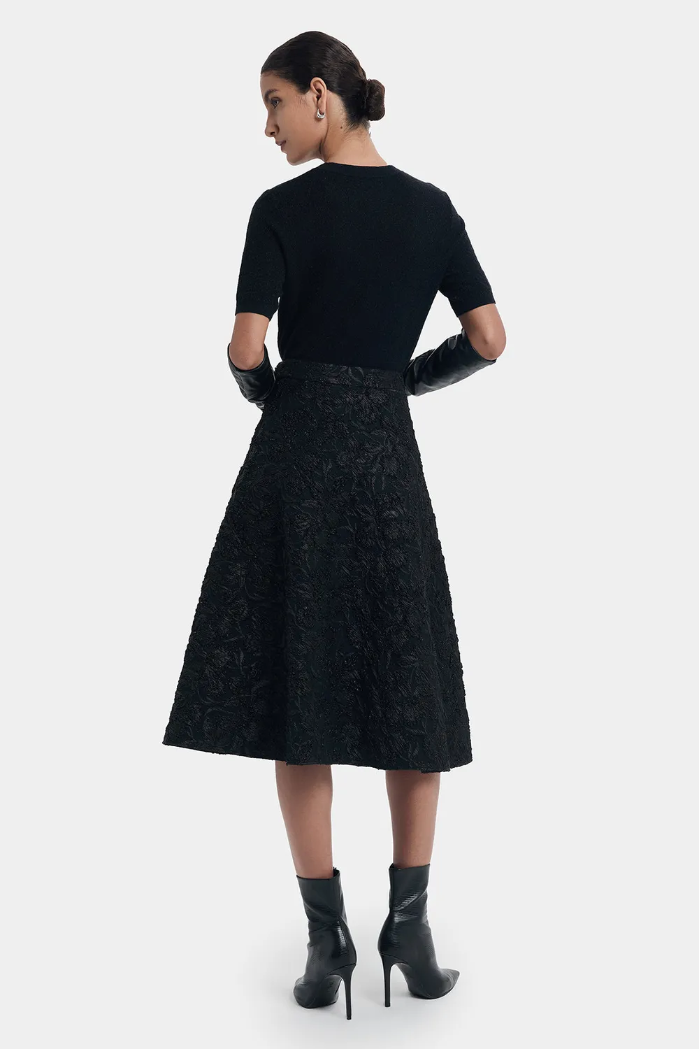 PORTS top maglia cashmere maniche corte nero