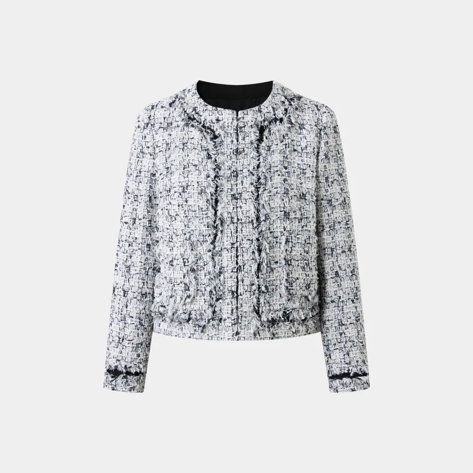 PORTS SS25 LQ8J014VFD014 giacca tweed crema nera