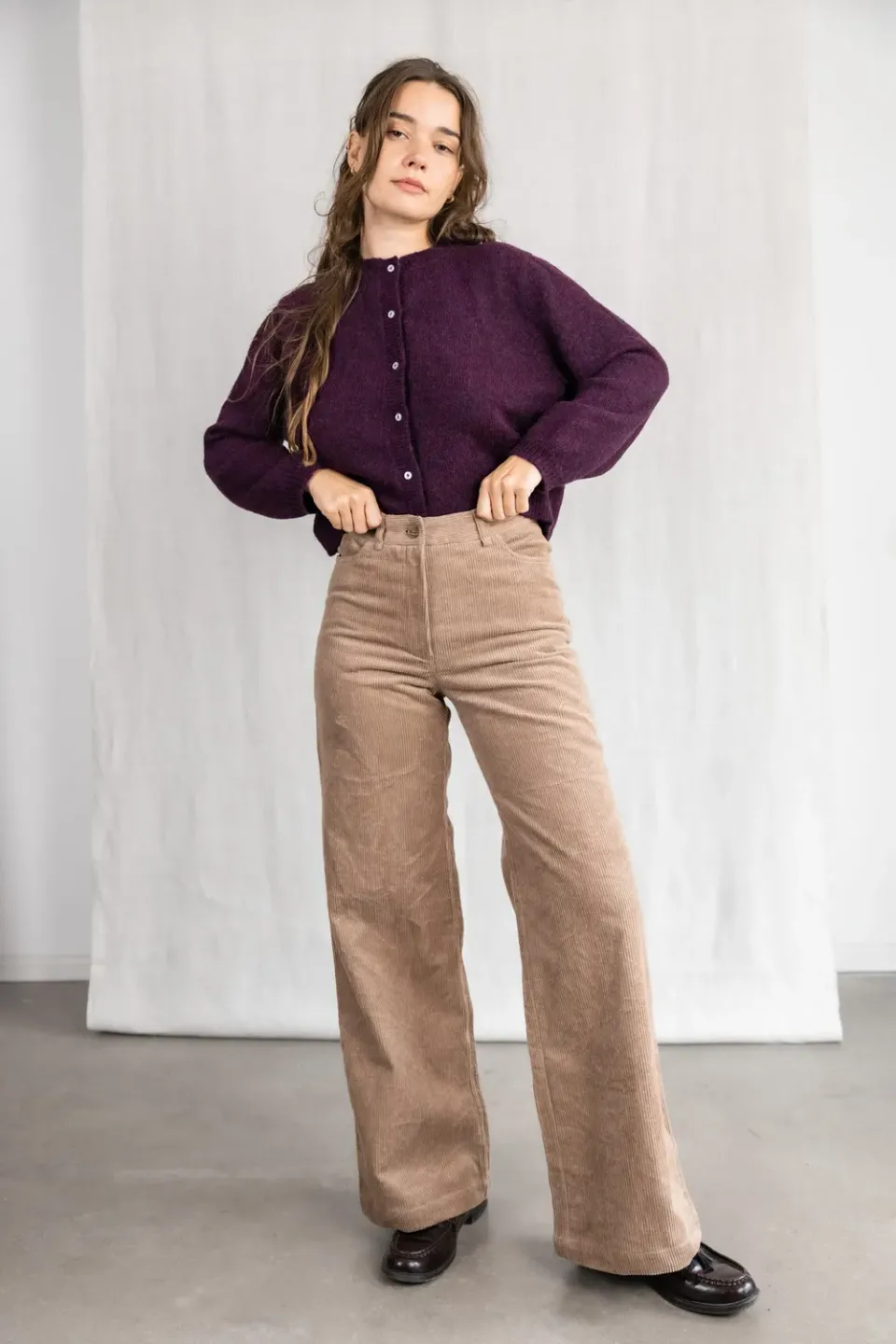 Jyoti Fair Works Tushar pantaloni velluto cappuccino