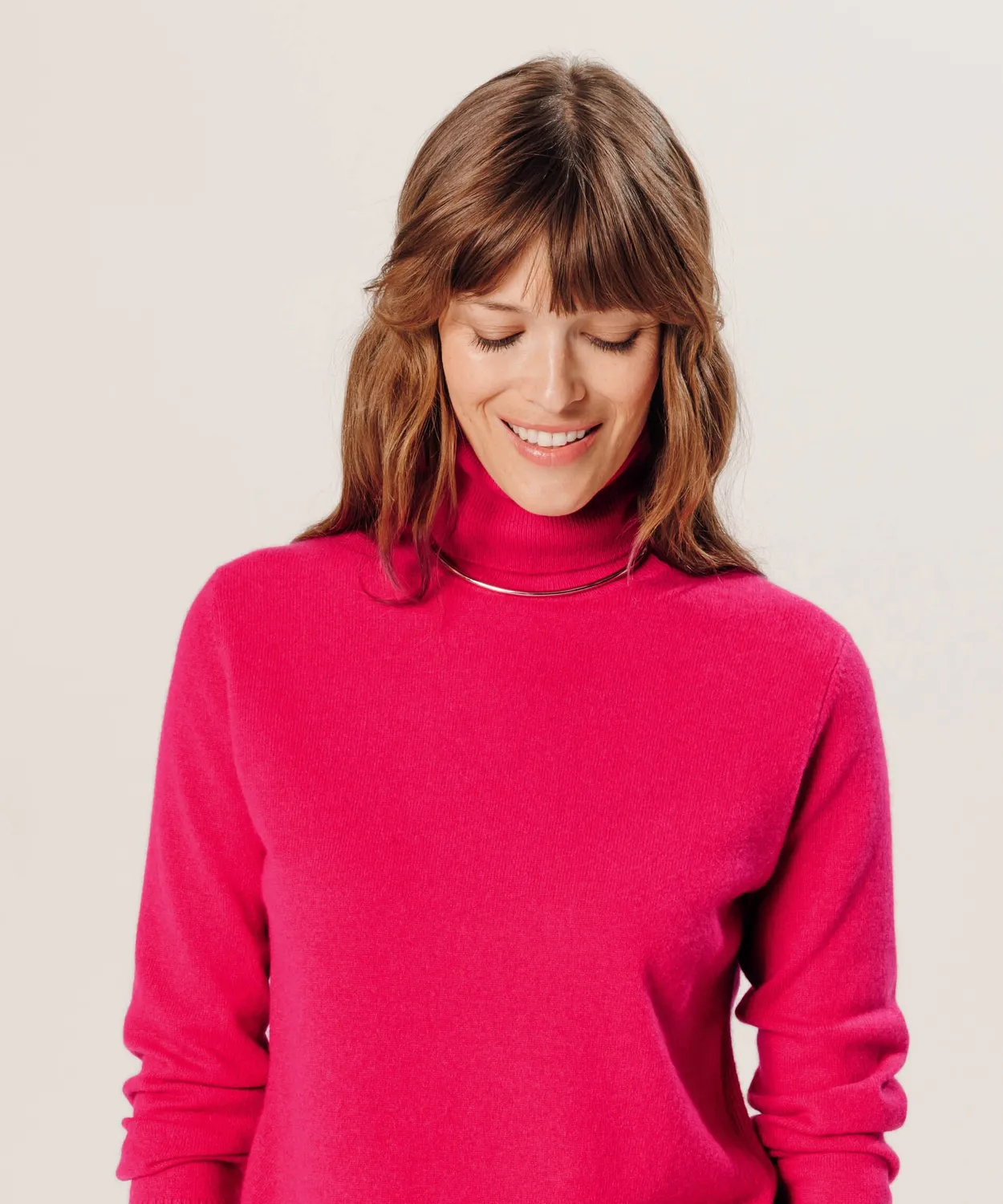 Rodier Dolcevita Cashmere Maglione Rosa Geranio dritto