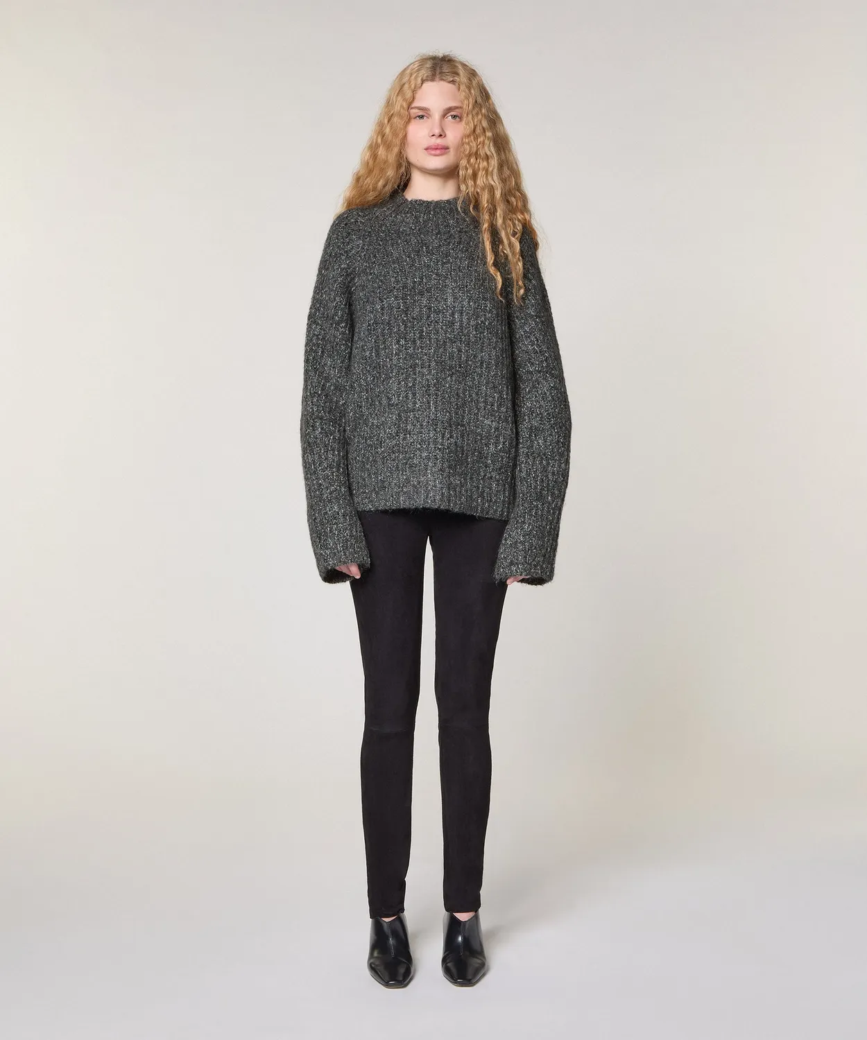 Rodier maglione oversize maglia grossa grigio chine