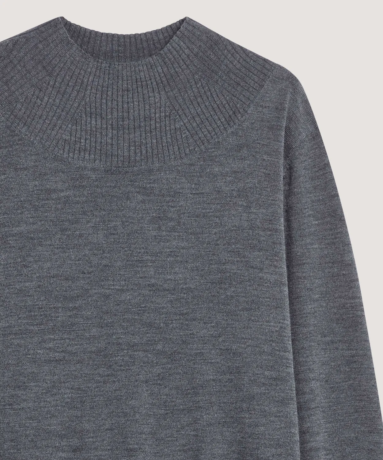 Rodier maglia collo alto lana merino grigio piombo