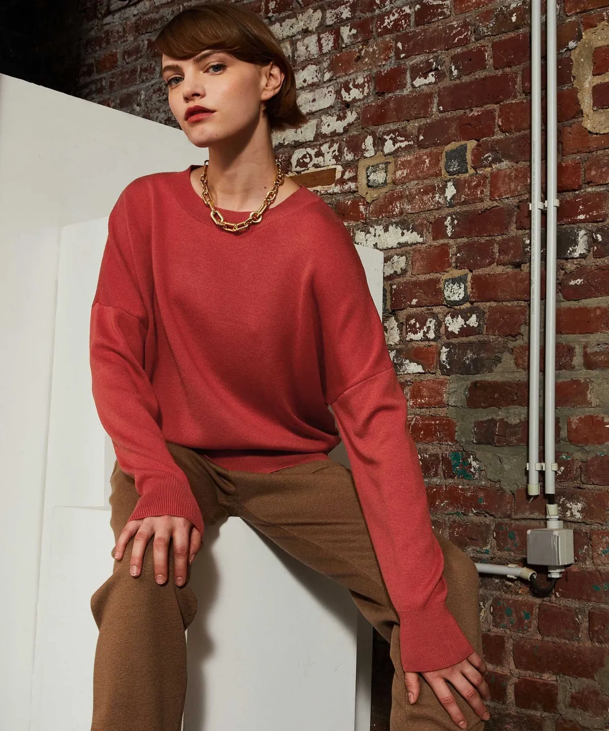 Rodier maglione oversize girocollo arancione rouille