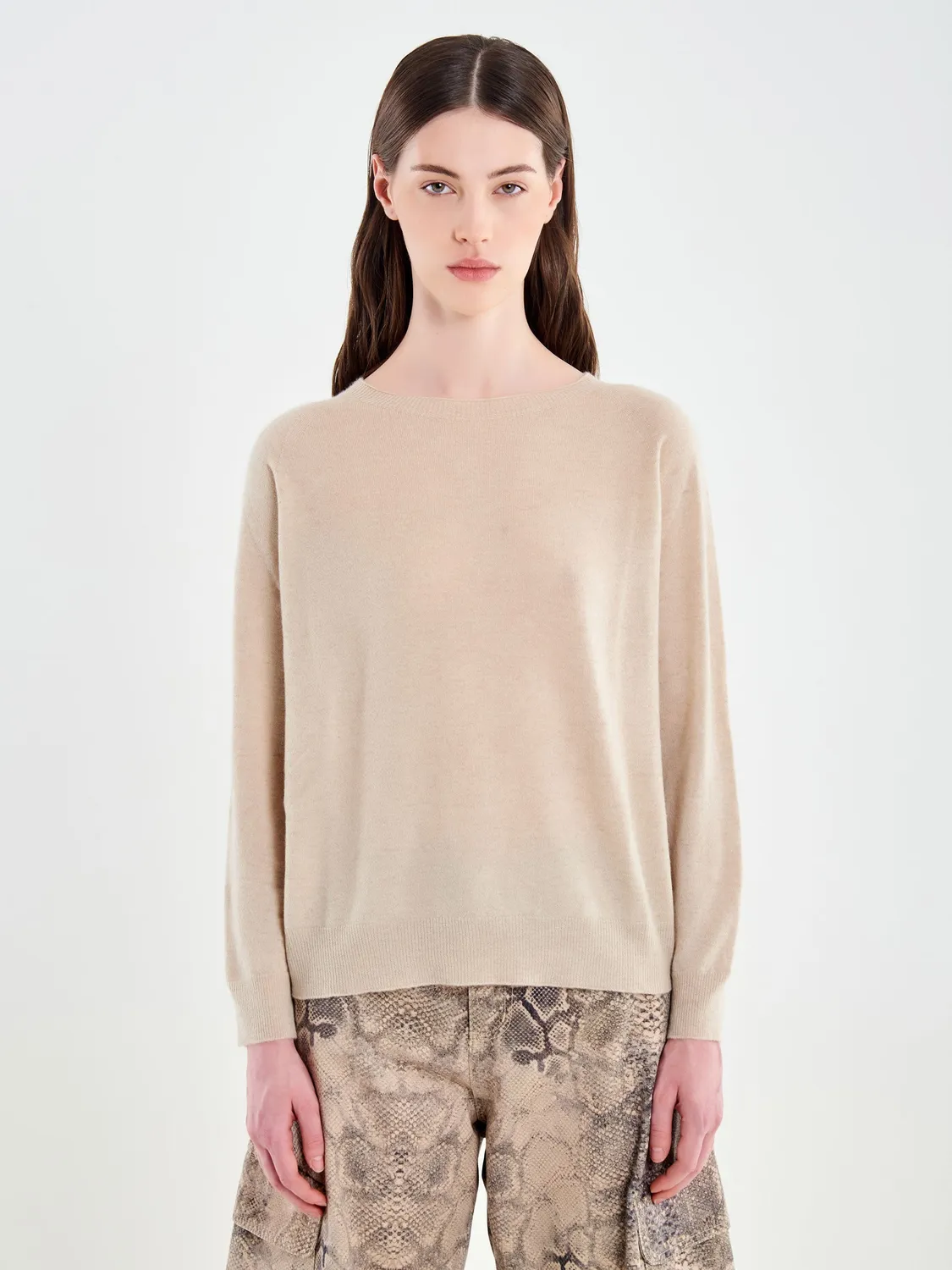 Vicolo Pull Boxy maglione beige lana e cashmere
