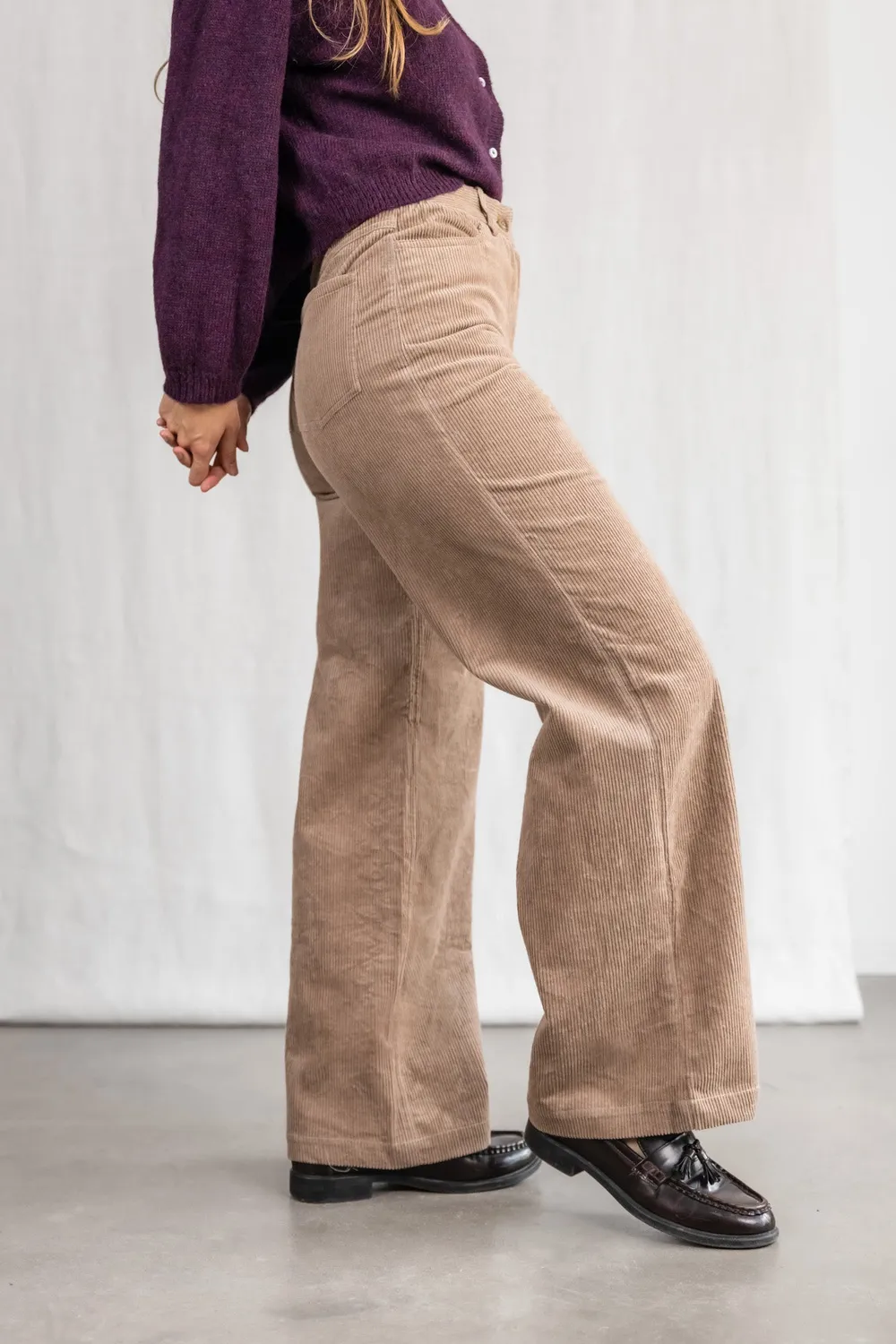 Jyoti Fair Works Tushar pantaloni velluto cappuccino