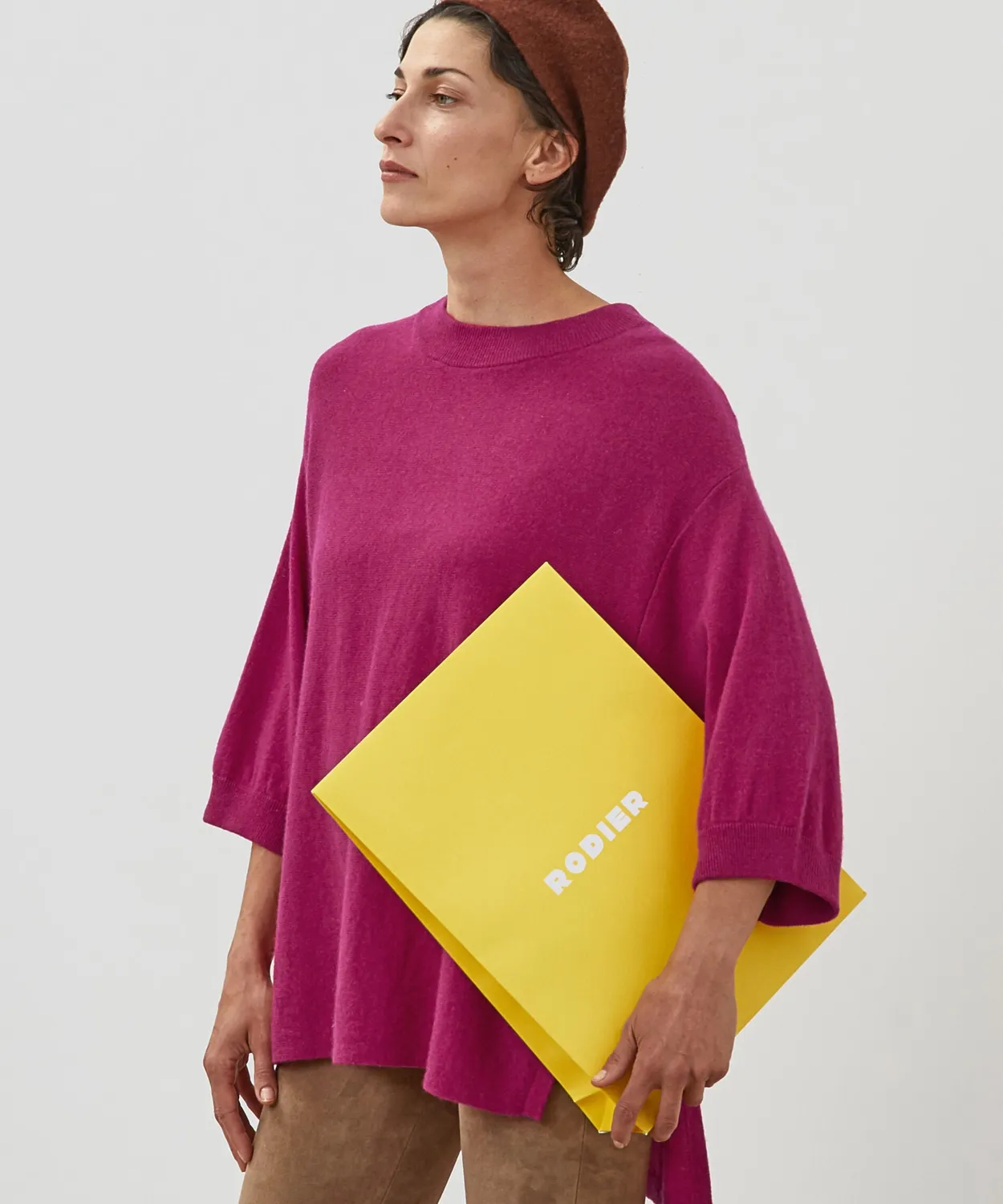 Rodier poncho cashmere fucsia maniche 3/4