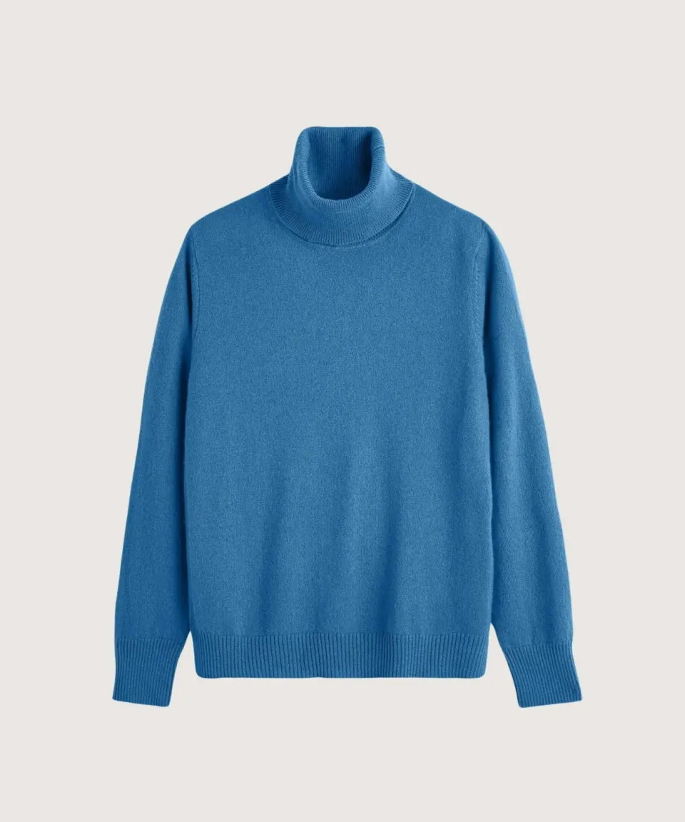 Rodier Dolcevita Cashmere Blu Azzurro Maglione 100% Cashmere