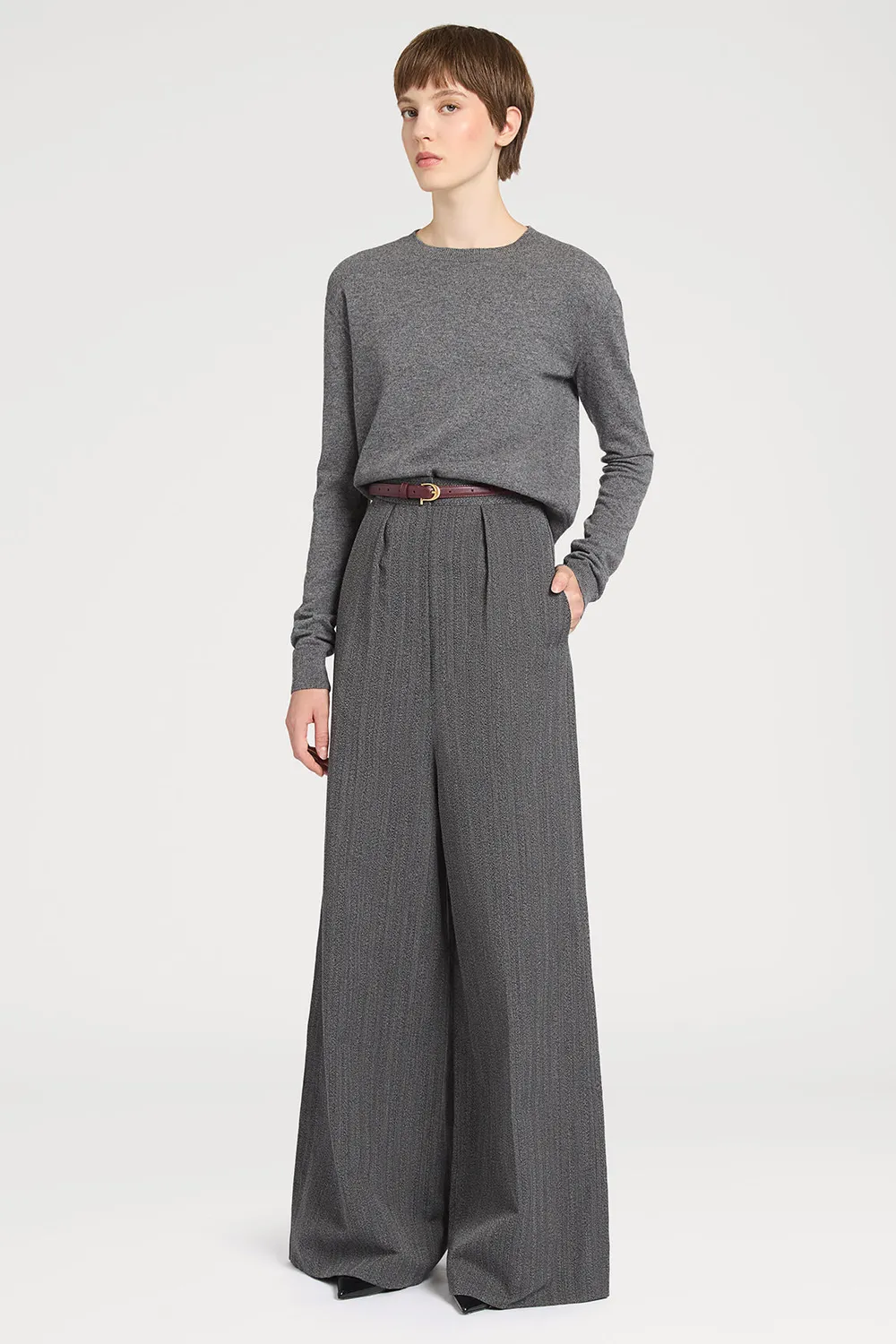 PORTS 1961 maglione cashmere grigio Volcanic