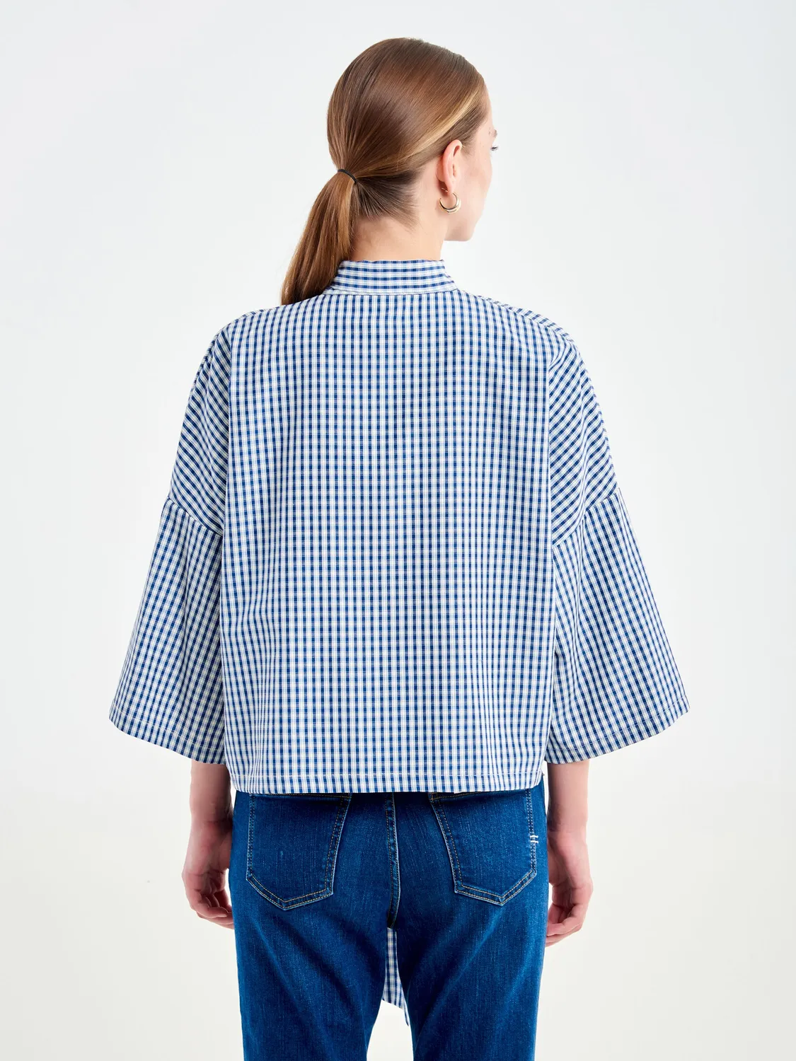 Vicolo TAC0945089ABLU camicia collo lavalliere check blu S