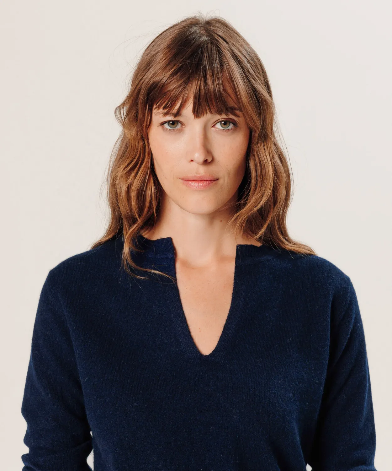 Rodier Maglia cashmere collo tunisino blu notte 2 fili