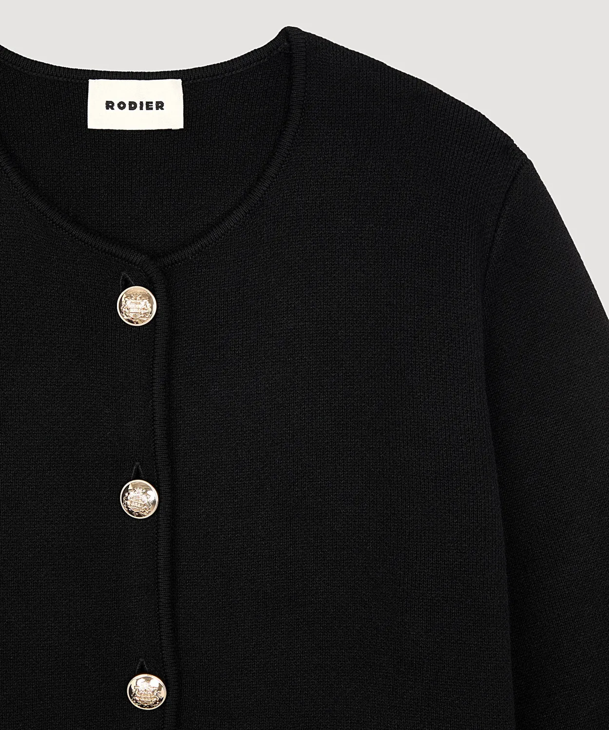 Rodier Giacca corta maglia double nero bottoni oro