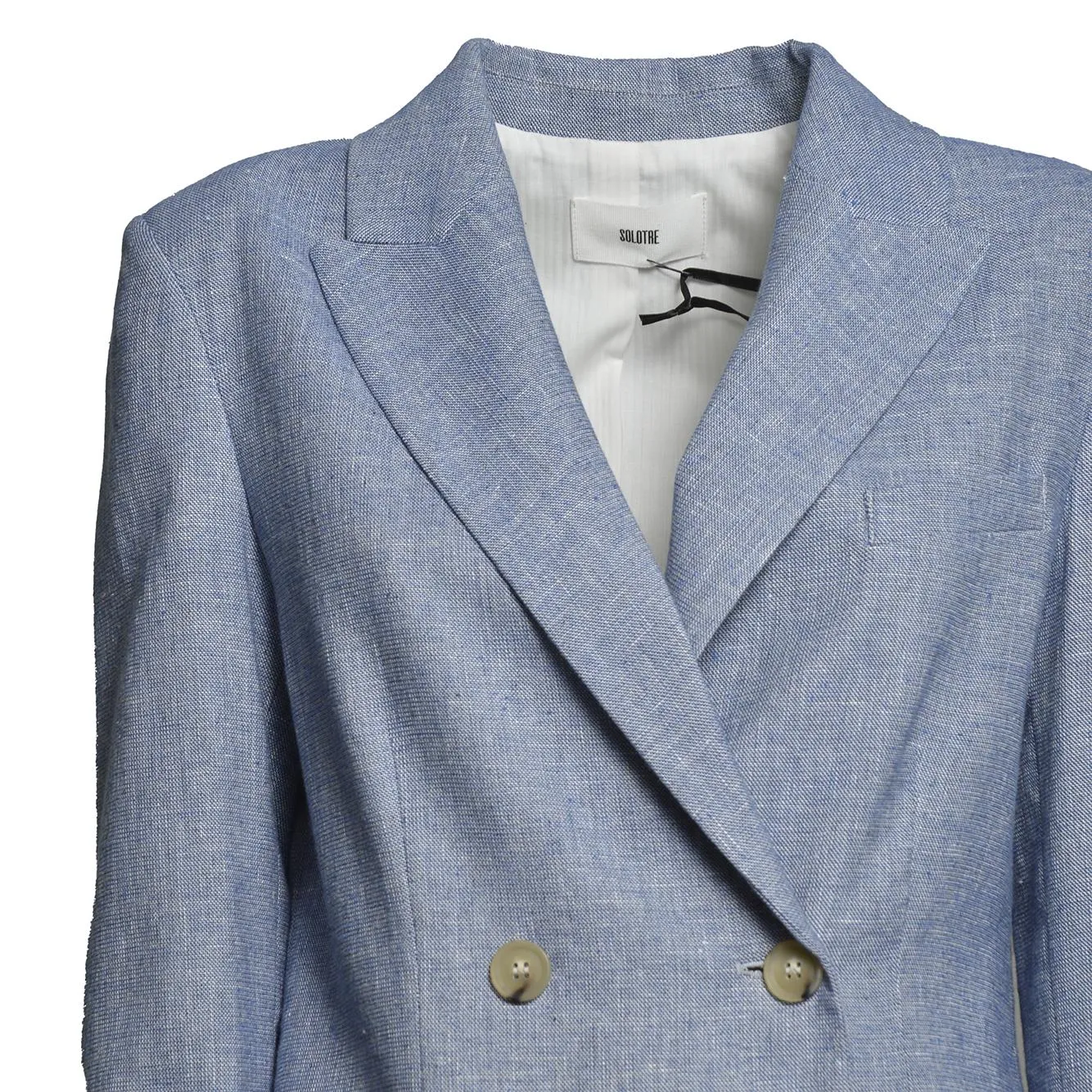 Solotre M1AB0193 blazer donna blu misto lino