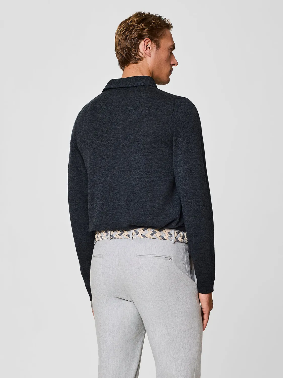 Paul Taylor polo maglia merino grigio scuro bottoni