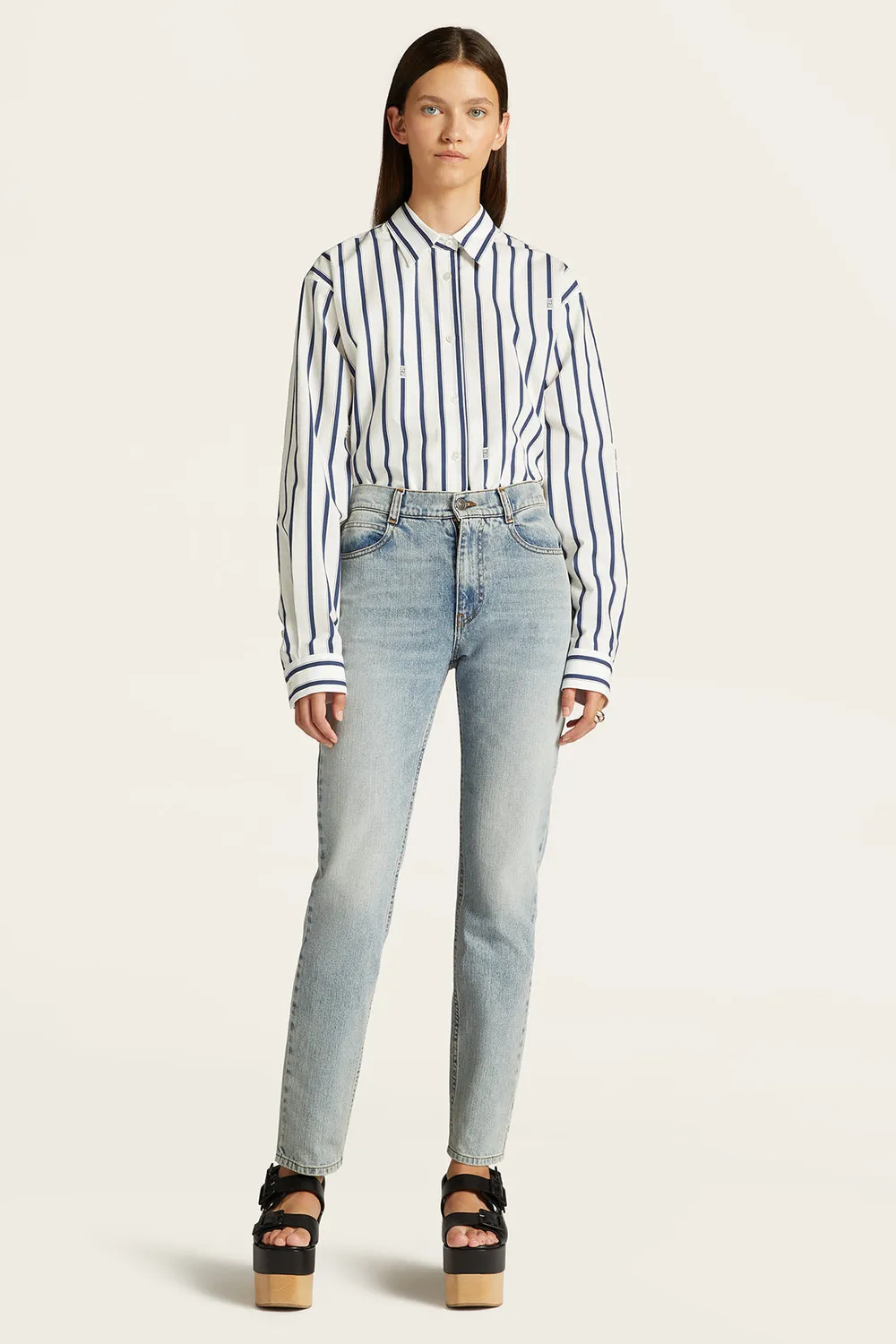PORTS Washed Denim Straight jeans dritti indaco chiaro