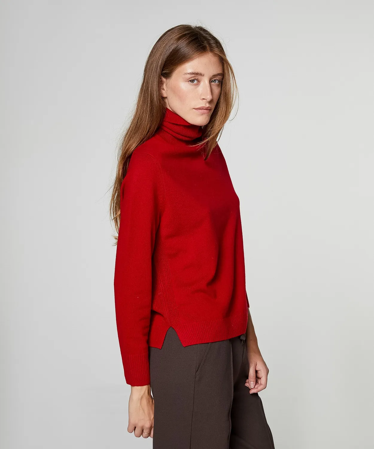 Rodier Maglia Dolcevita Cashmere Rosso 100% Cashmere