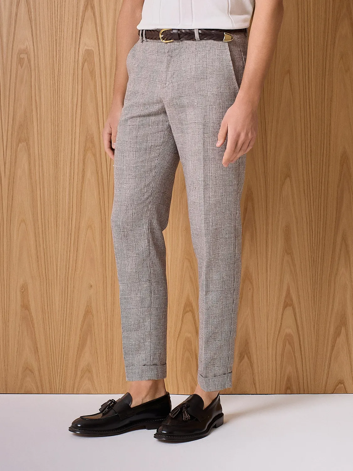 Paul Taylor Galles pantalone sartoriale beige risvolto