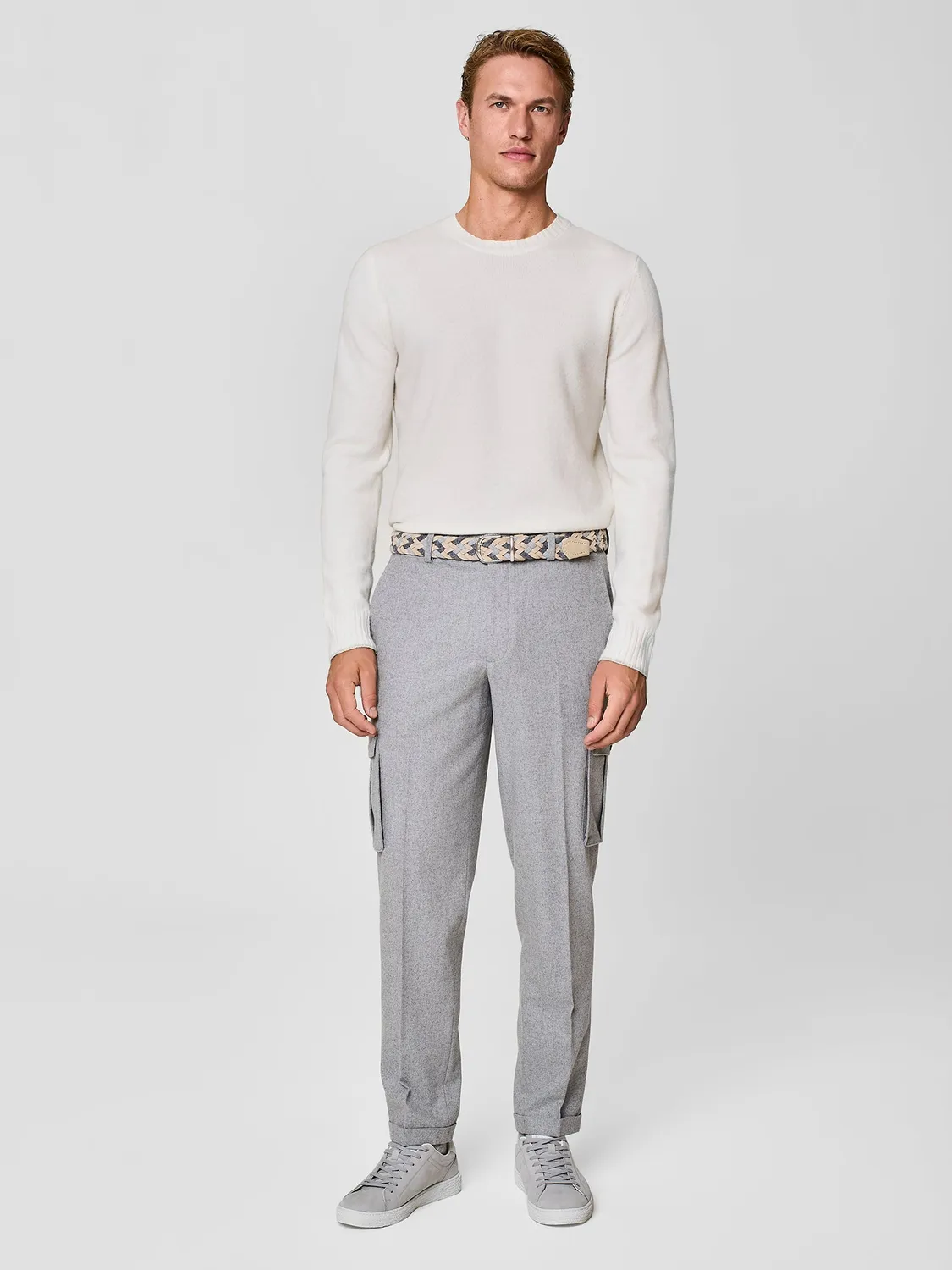 Paul Taylor pantalone tasconi misto lana grigio chiaro