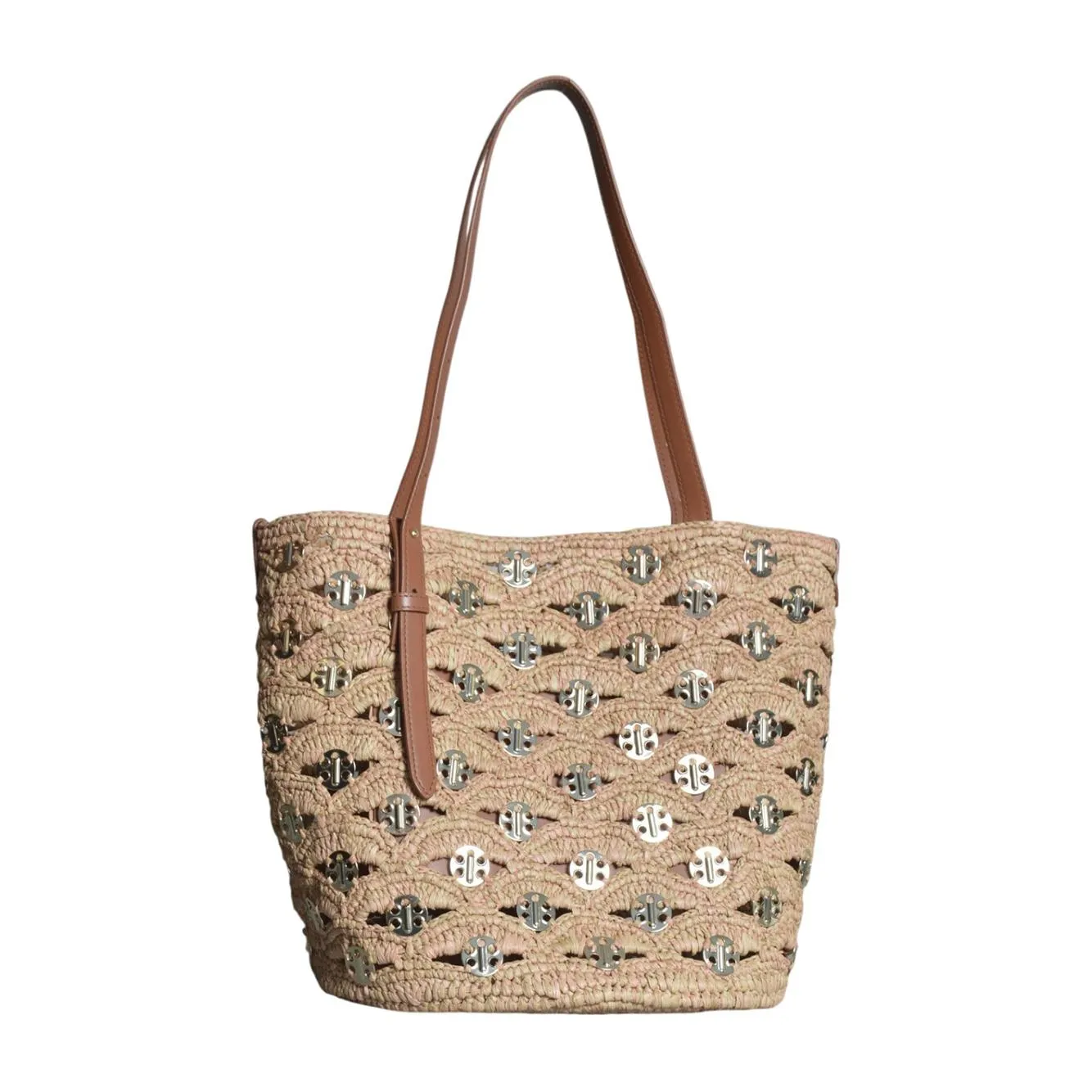 Rabanne 26ESS0528NAT082 borsa a mano paglia gialla