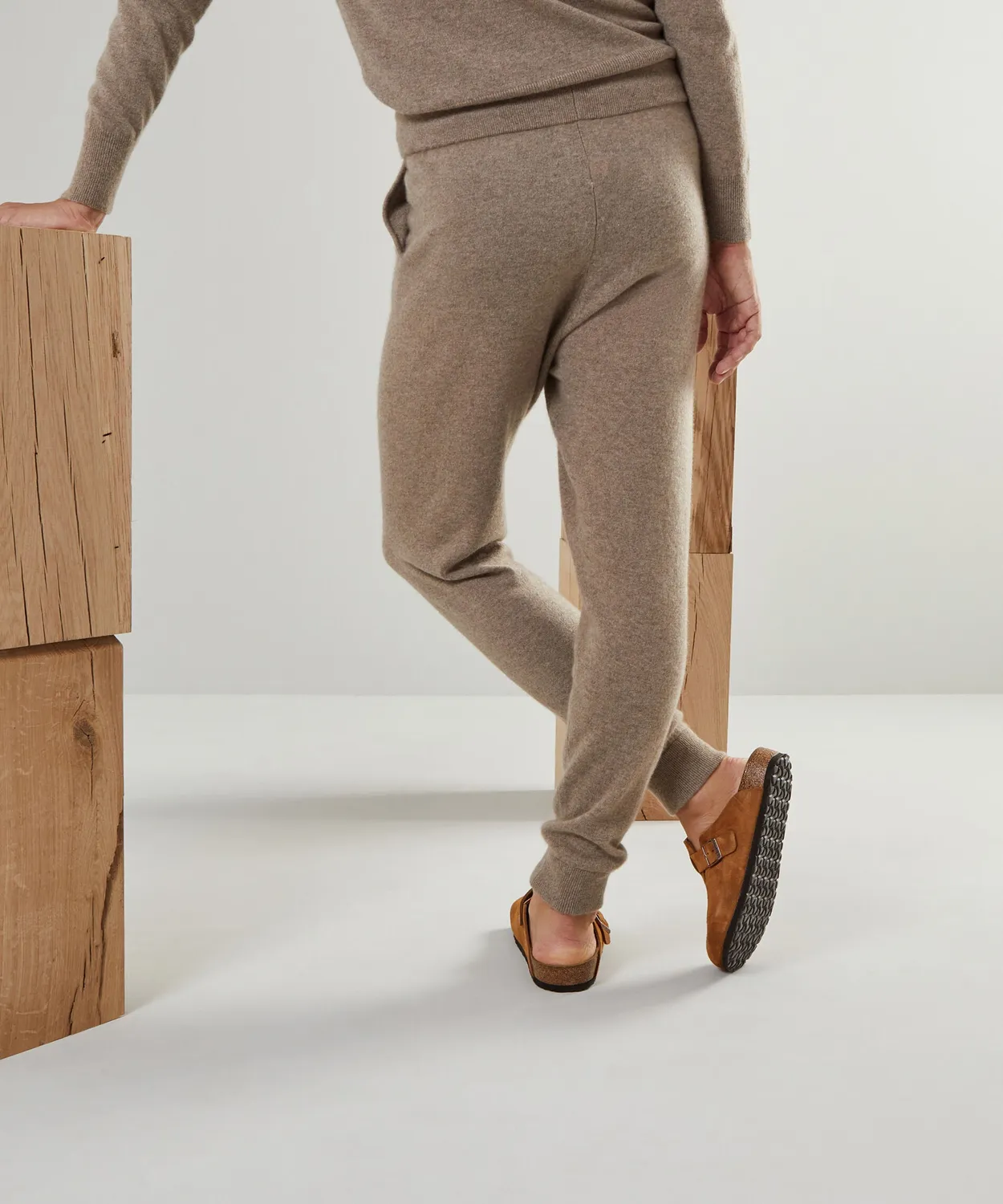 Rodier pantaloni jogging cashmere marrone talpa coulisse