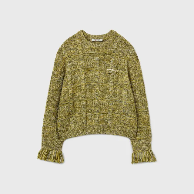 Ports 1961 Wool Check maglione lana pesante verde lime