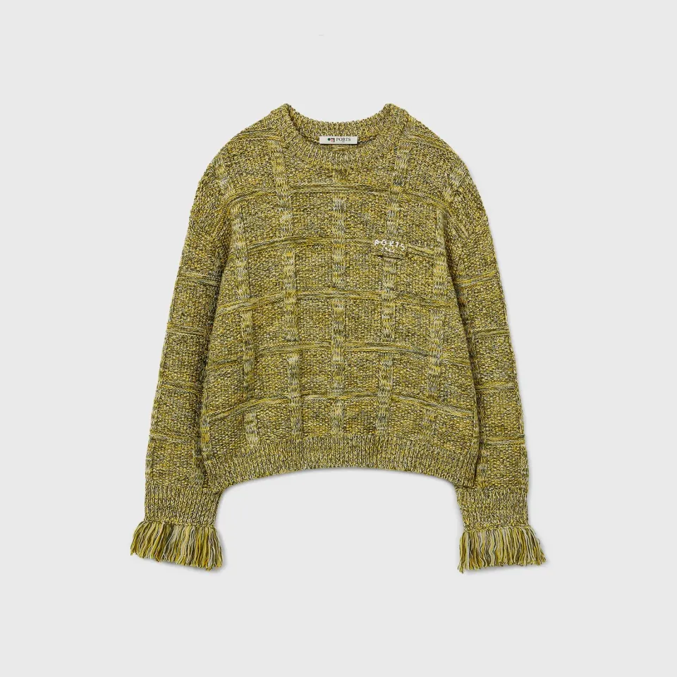 Ports 1961 Wool Check maglione lana pesante verde lime