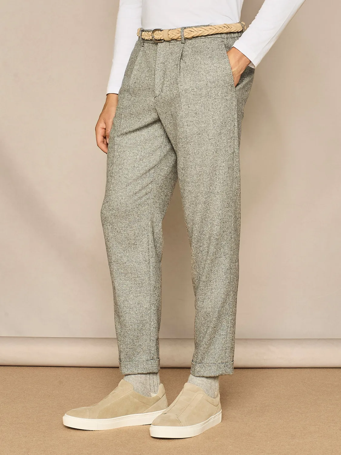 Paul Taylor pantalone wide fit coulisse lana grigio