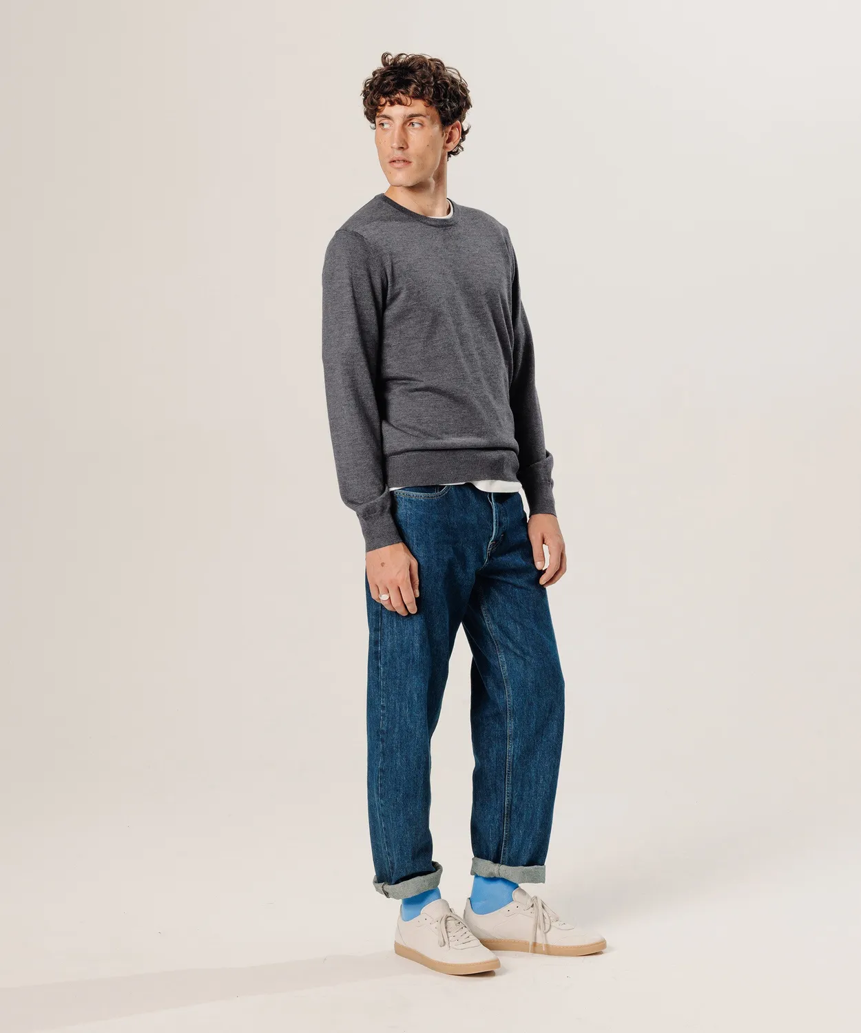 Rodier Maglione Girocollo Uomo Lana Merino Grigio Scuro