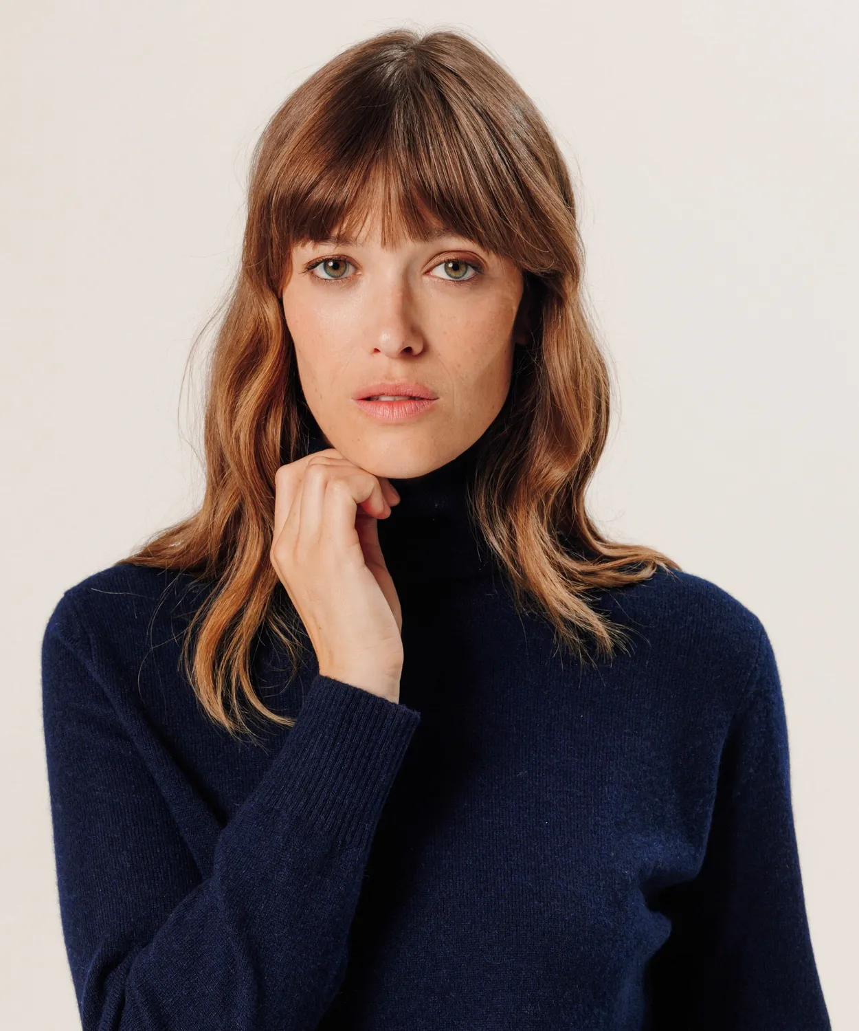 Rodier Maglione dolcevita cashmere blu notte 100% cashmere