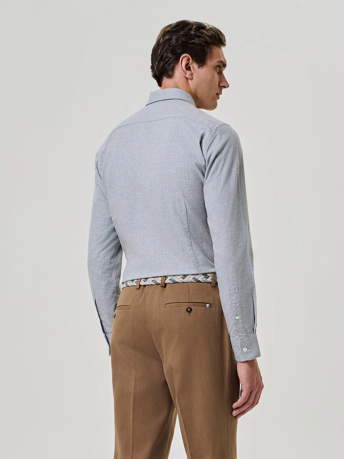 Paul Taylor camicia flanella grigio regular fit melange