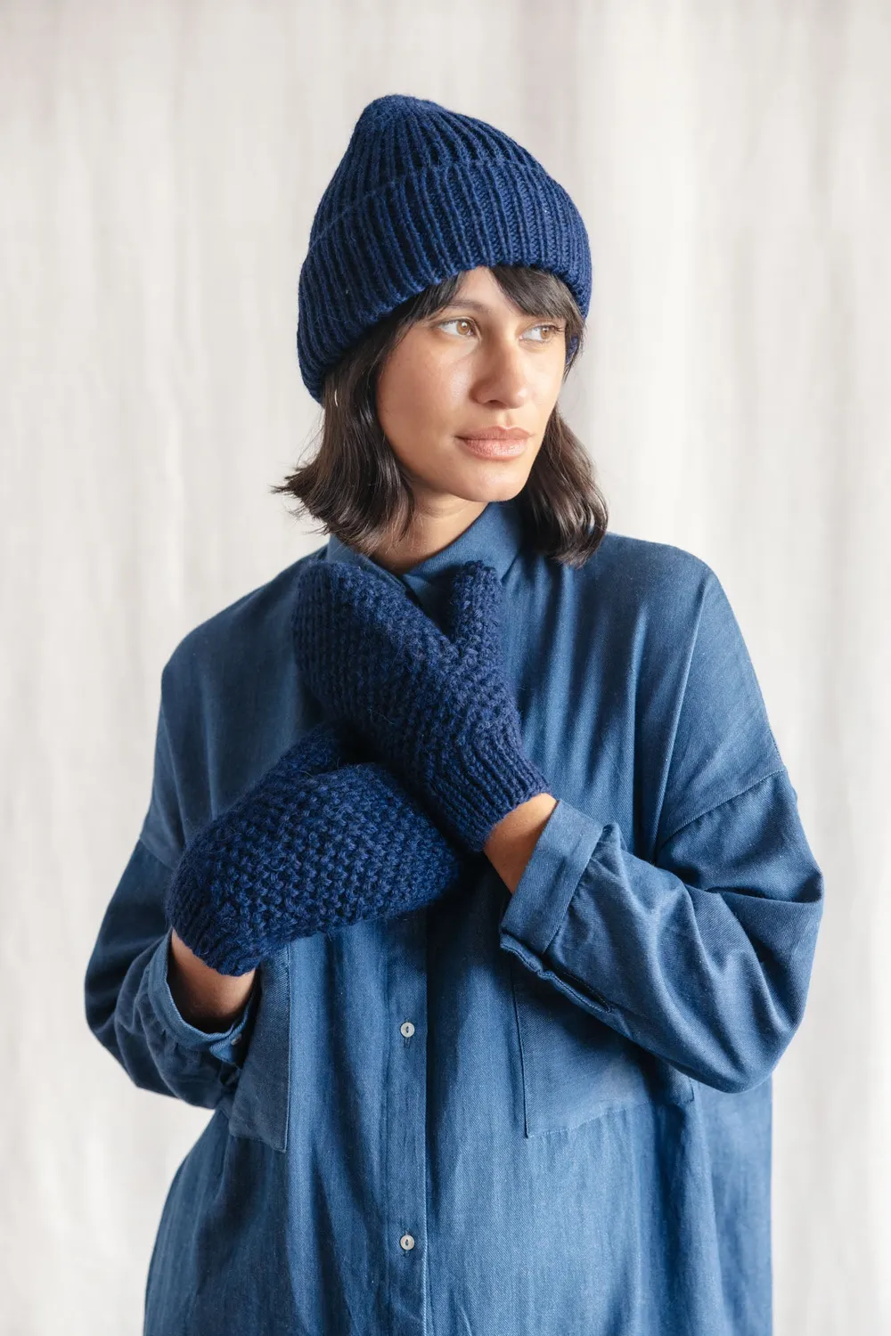 Jyoti Anatico berretto baby alpaca blu navy caldo