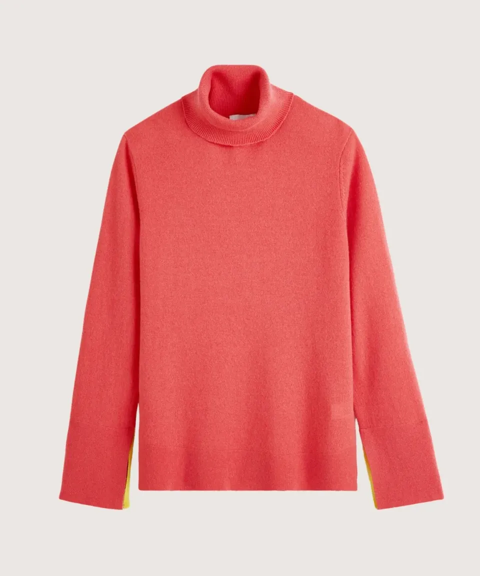 Rodier maglione cashmere dolcevita arancione corallo