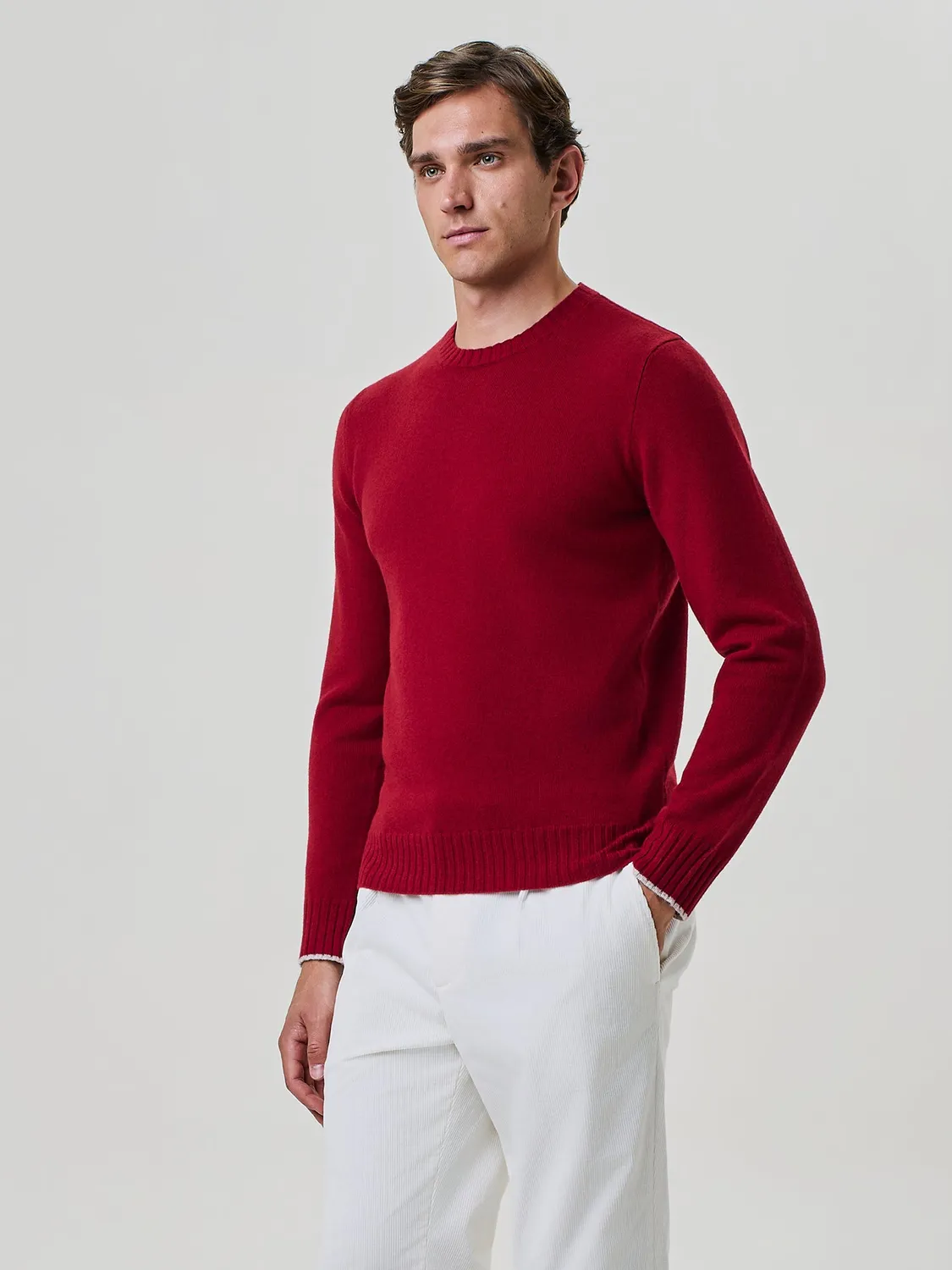 Paul Taylor Maglia Girocollo Pura Lana Rosso Finezza 9