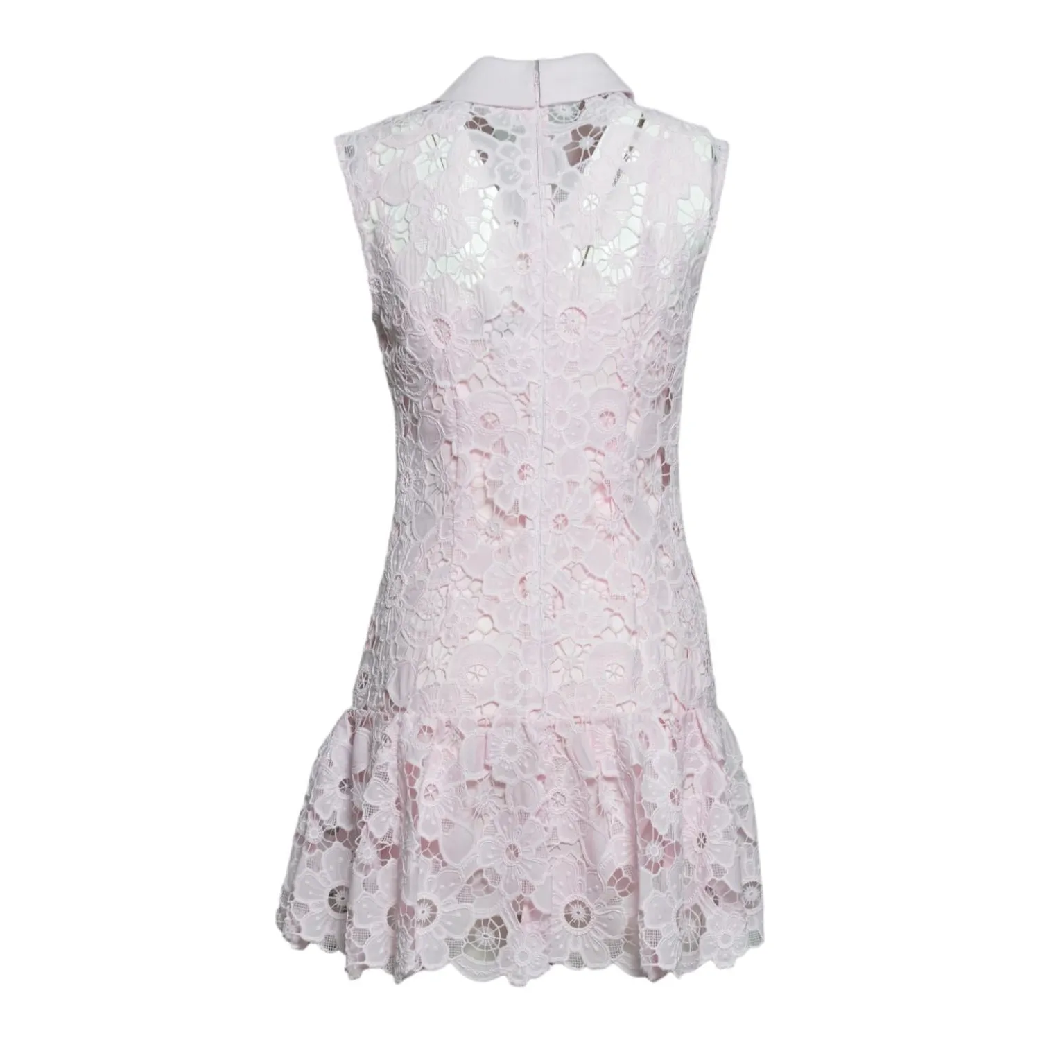 Self-Portrait SS26164SA mini abito rosa pizzo collo