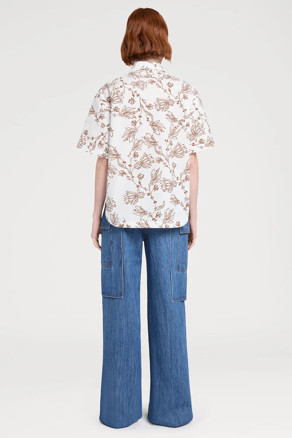 Ports 1961 Floral Short-Sleeve Shirt camicia bianca floreale