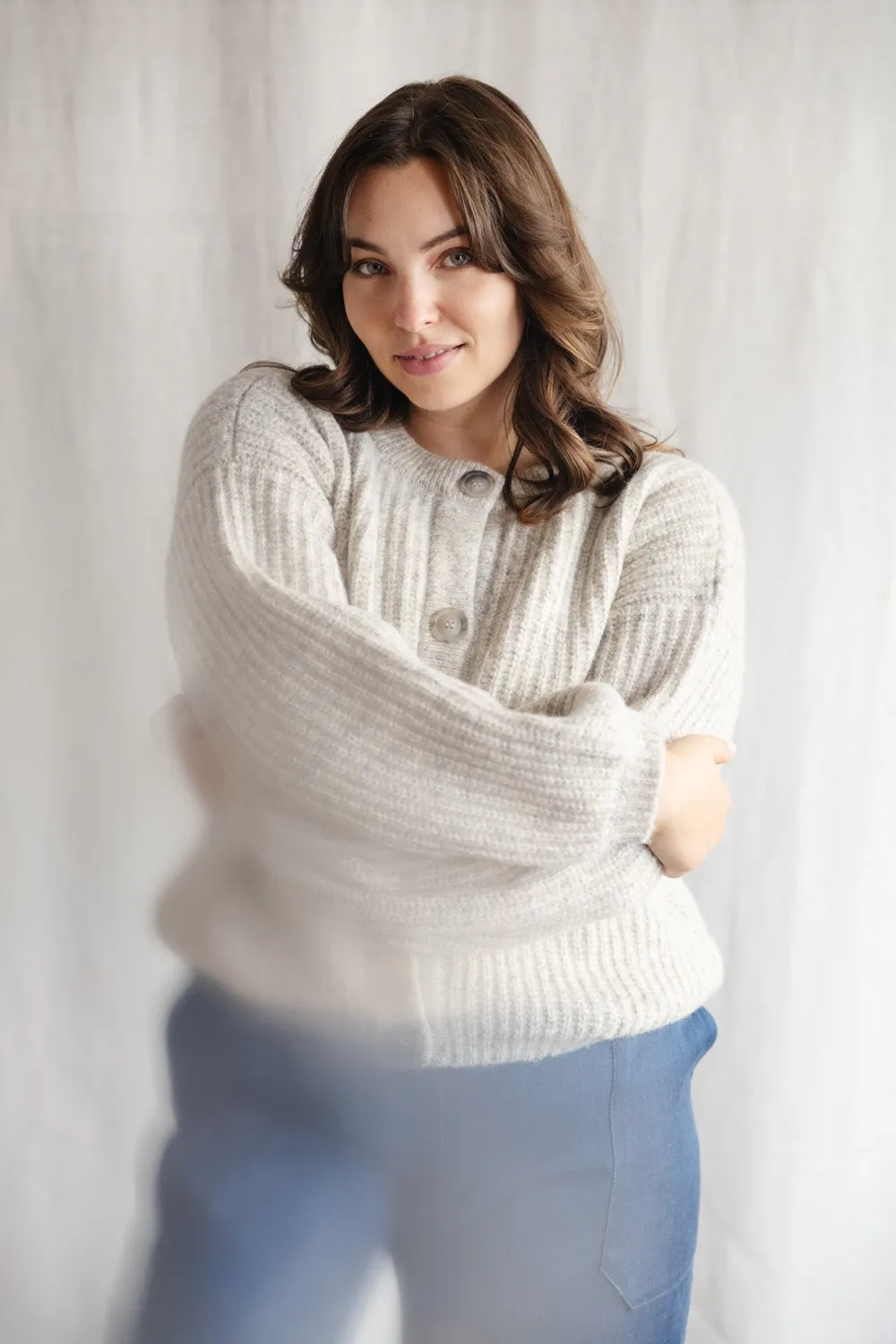 Jyoti Betana cardigan grigio chiaro baby alpaca