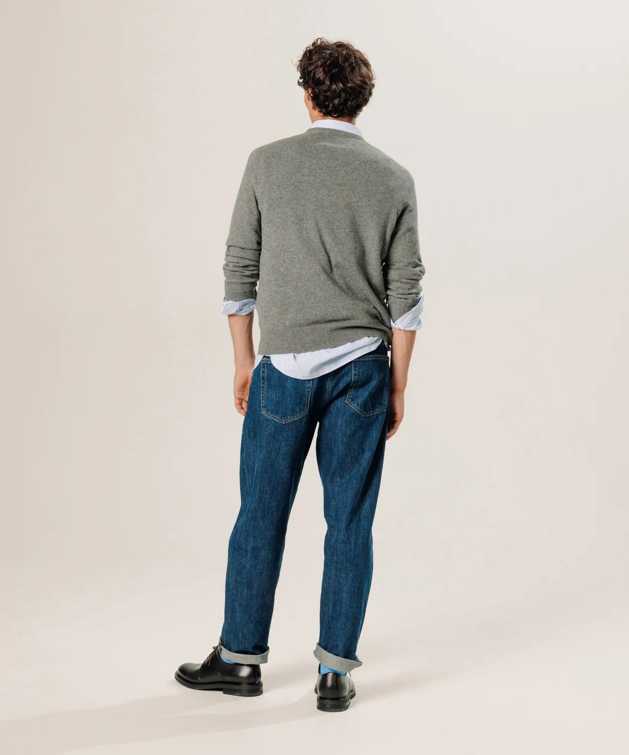 Rodier Maglione Scollo a V Cashmere Grigio Medio Uomo