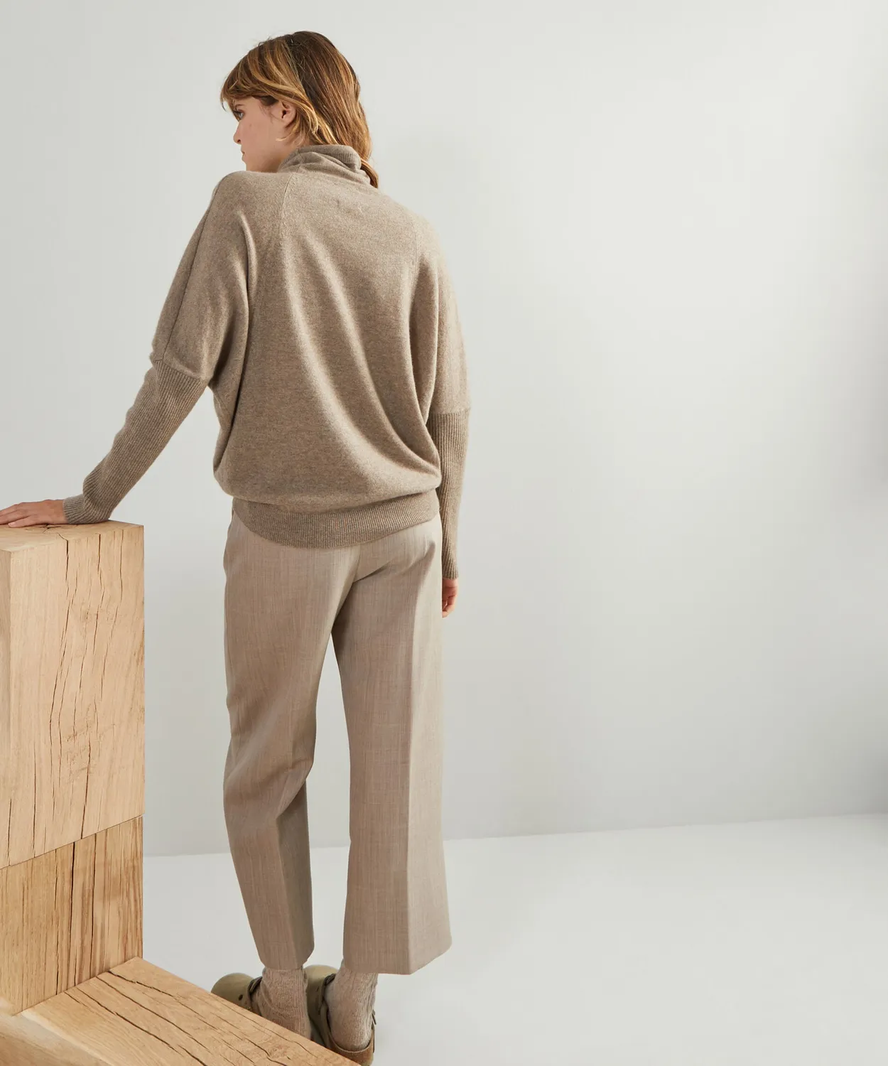 Rodier Maglione Cashmere 4 Fili Donna Tortora Oversize