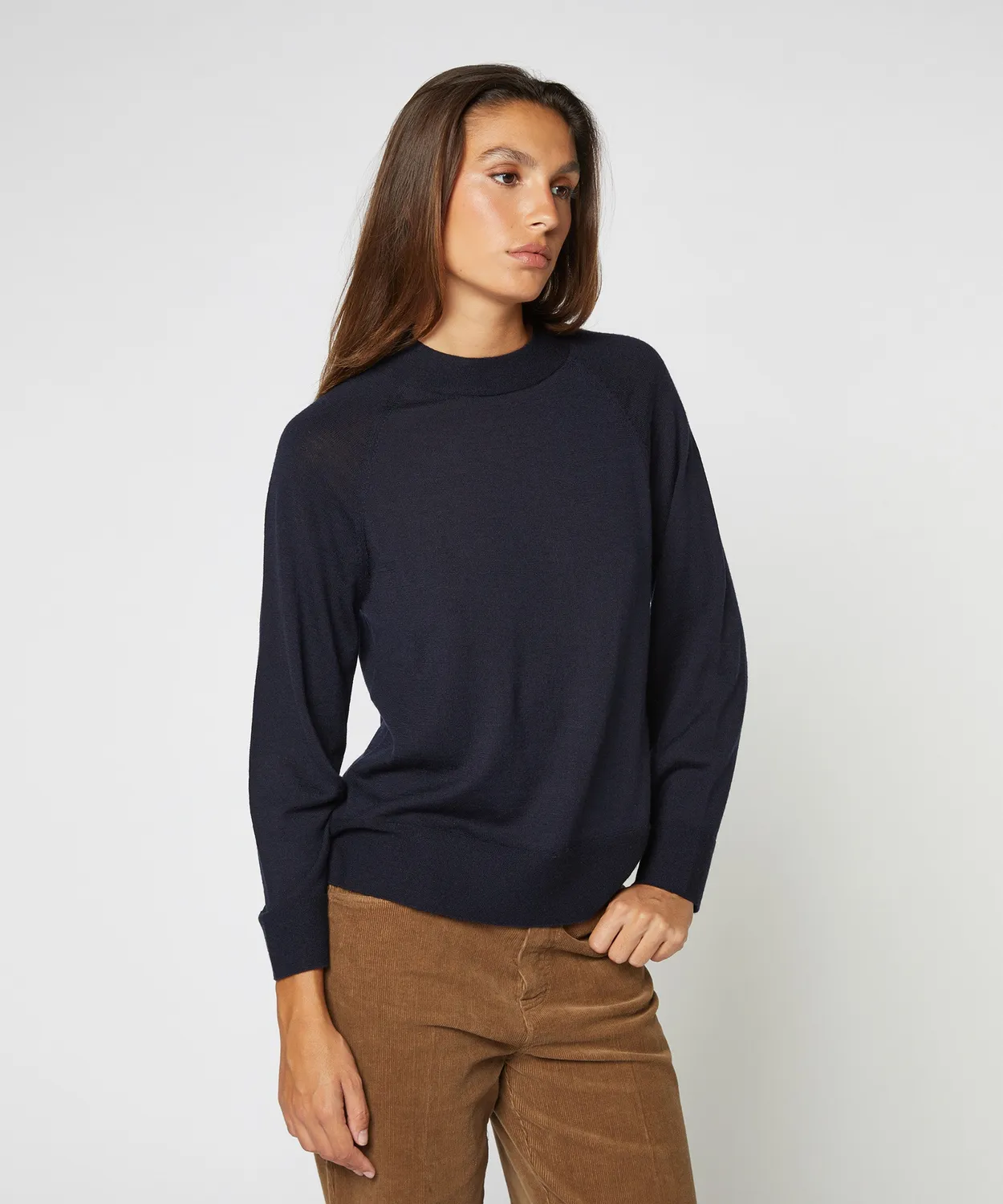 Rodier Maglione merino girocollo maniche lunghe blu marino