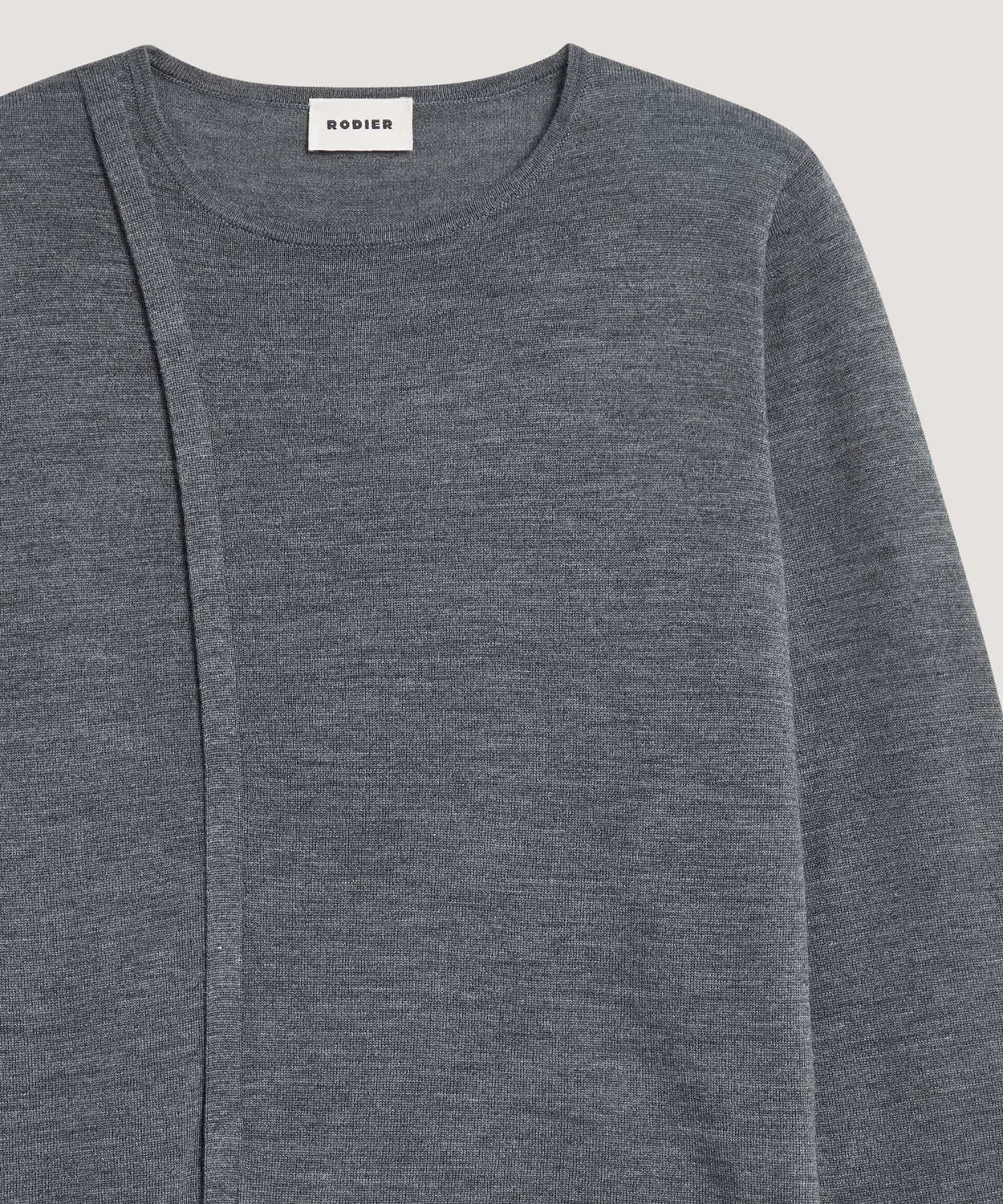 Rodier maglione girocollo merino grigio piombo maglia fine