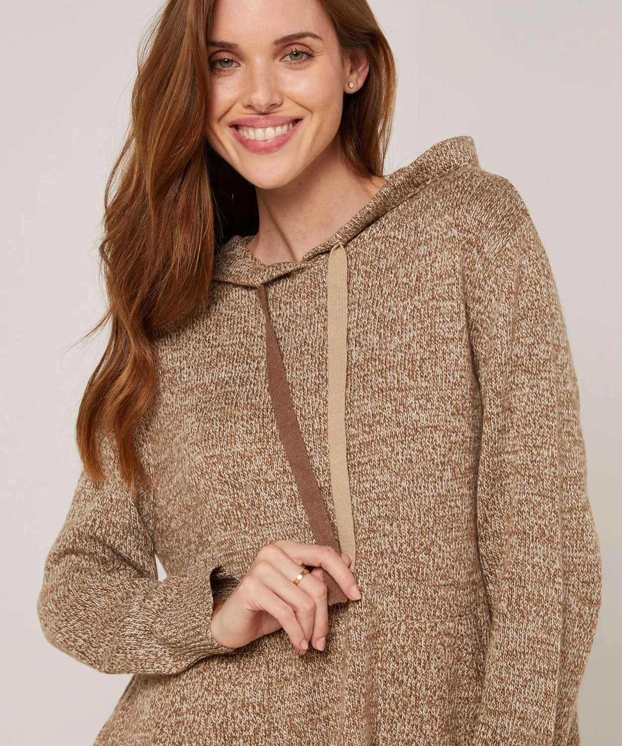 Rodier maglione oversize cappuccio mélange marrone