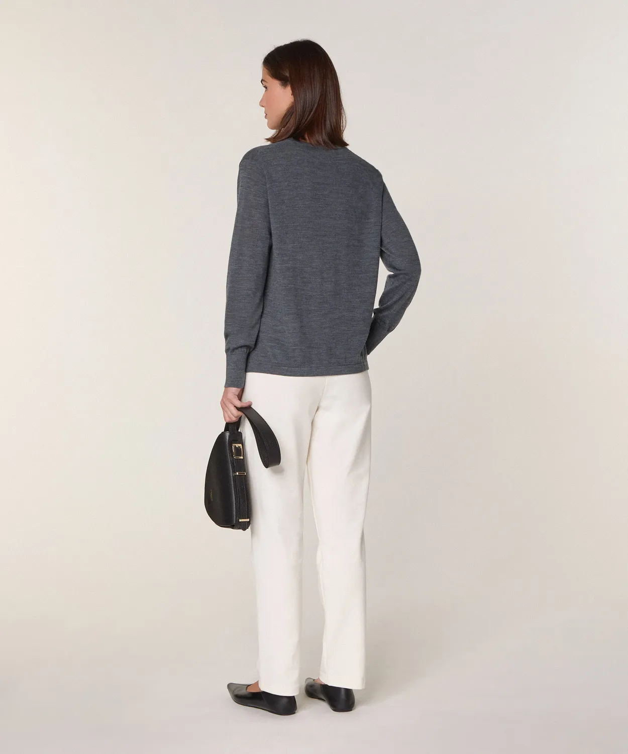 Rodier maglione collo tunisino lana merino grigio scuro