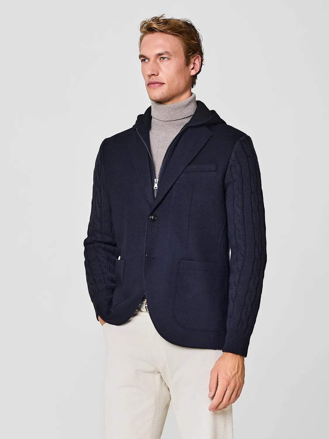 Paul Taylor giacca jersey lana blu pettorina