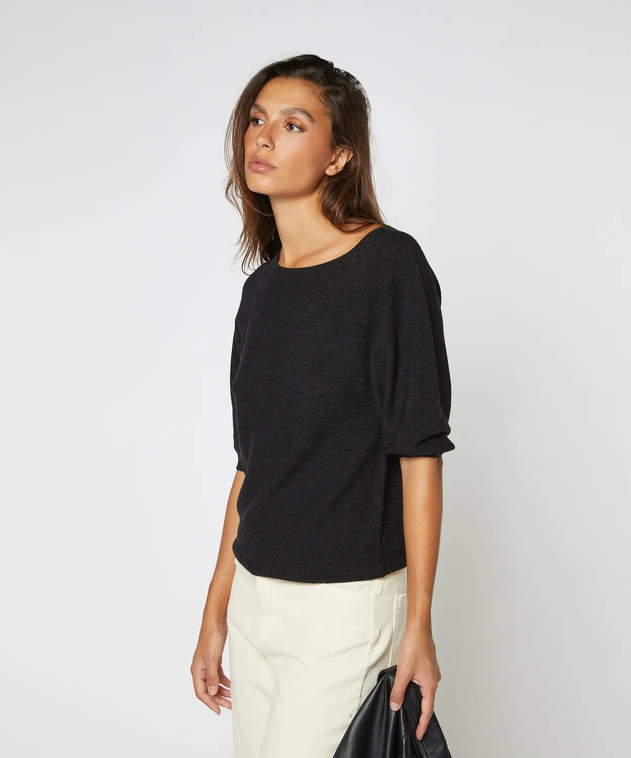 Rodier Maglione merino maniche 3/4 antracite