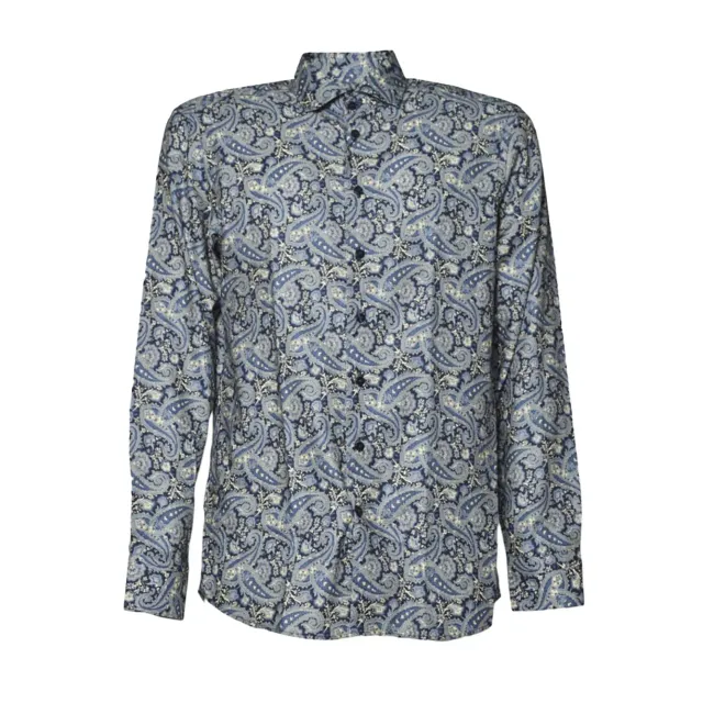 Etro MRIB000199SA5E9 Camicia blu paisley cotone