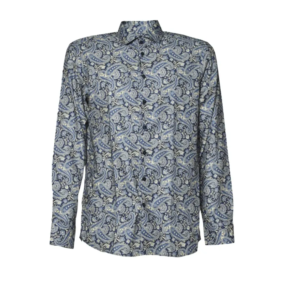 Etro MRIB000199SA5E9 Camicia blu paisley cotone