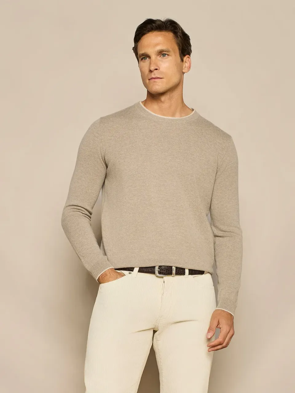 Paul Taylor Maglia Girocollo Misto Cashmere Taupe