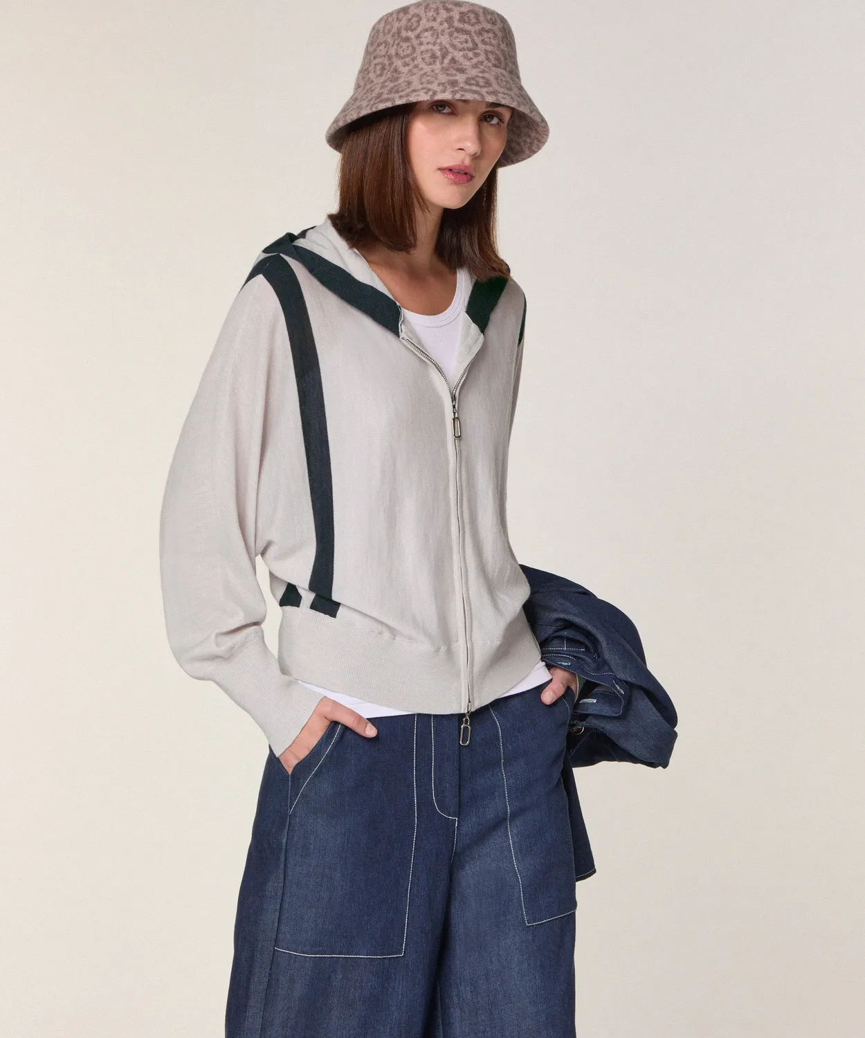 Rodier Pantaloni denim gamba larga blu denim vita alta