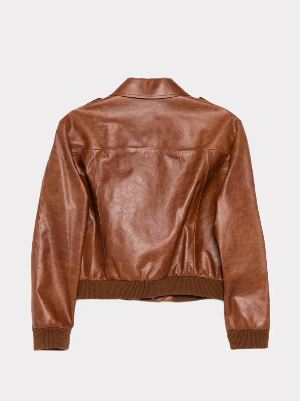 PORTS 1961 PW126JLJ01 giacca pelle toffee cropped 38
