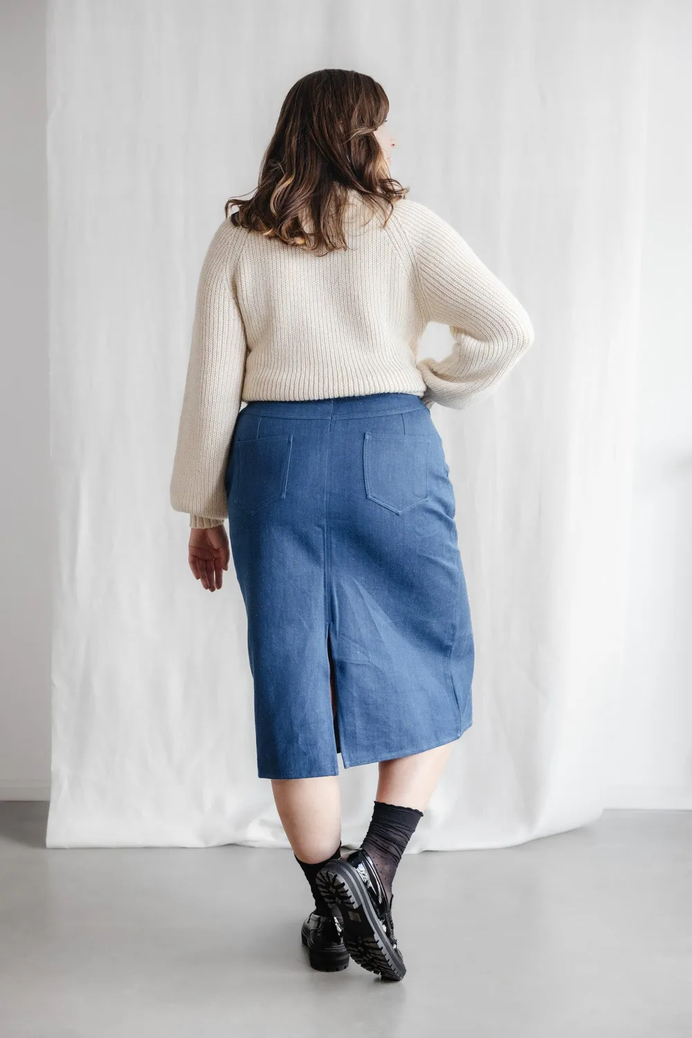 Jyoti Aleena Denim gonna lunga cotone spacchi