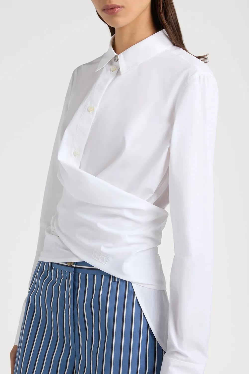 PORTS 1961 No.10 Wrap camicia bianca cotone donna